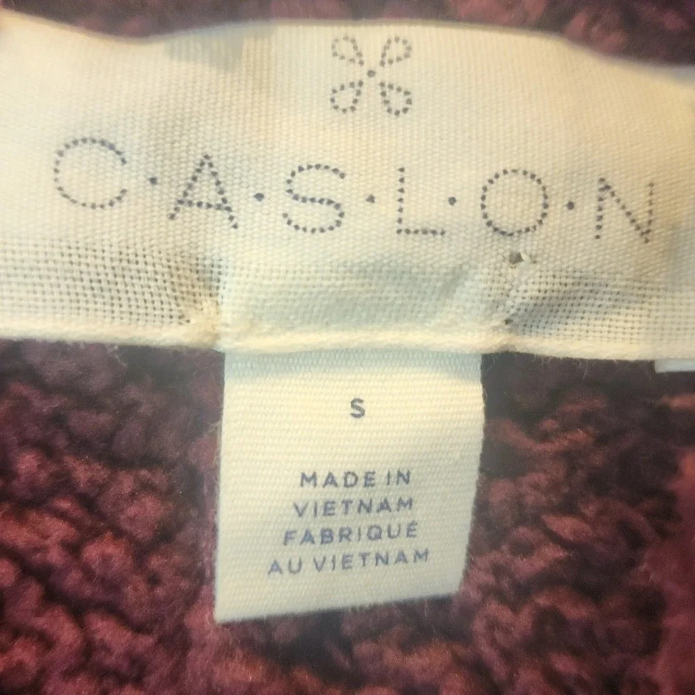 CAS LON Burgundy‎ Faux Suede Sherpa Lined Shawl Collar Vest Women's Size S